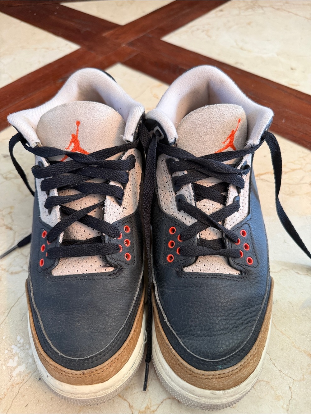 Nike Kids Black, Gray and Brown Low-Top Sneakers with Orange Accents